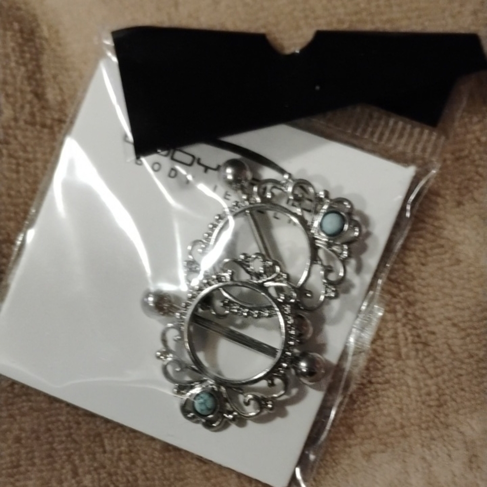 Chic Silver and Turquoise Floral Earrings